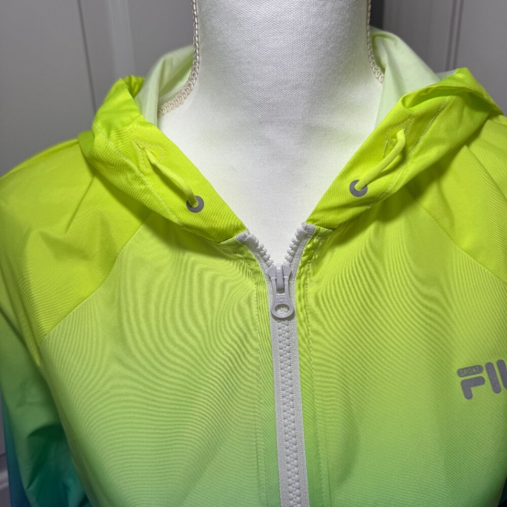 Fila Sport Windbreaker Jacket Ombre from Neon to Royal Blue size small - Picture 3 of 9